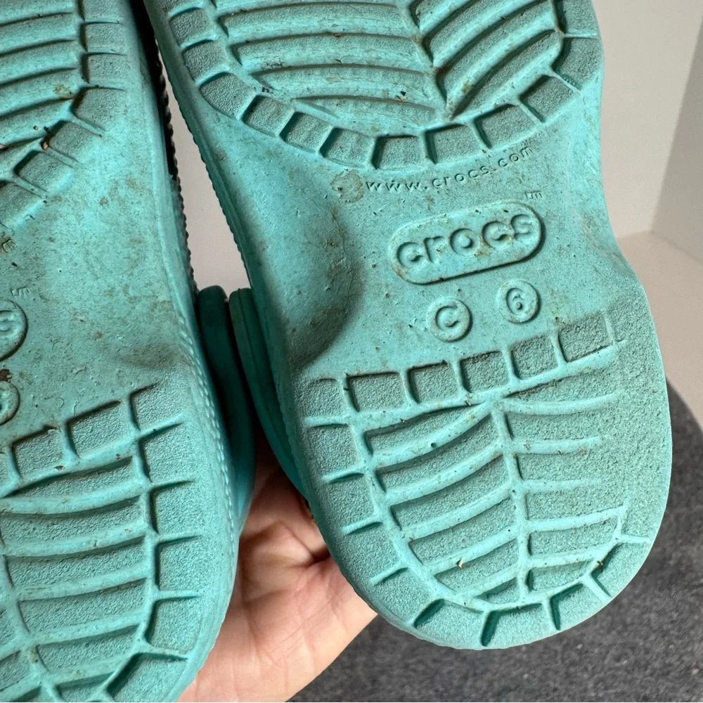Teal Blue Crocs Rubber Clogs 6